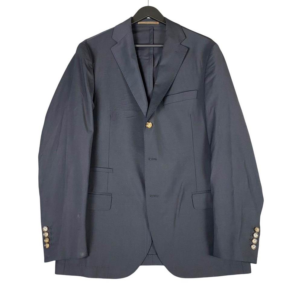 Eleventy Mens Blaze US 44R Black Wool Blend Performance Sport Coat Made in Italy